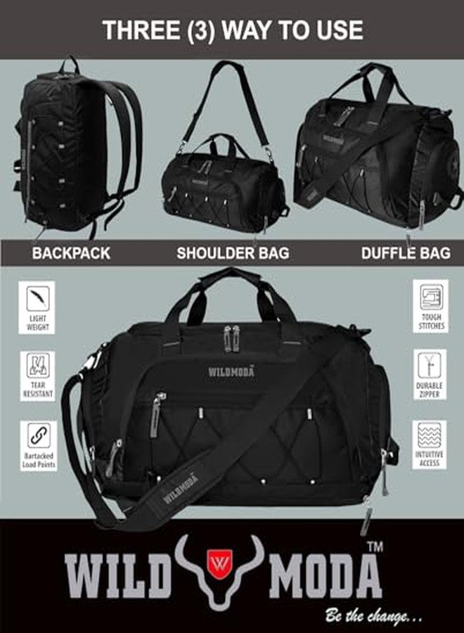 WILD MODA 50L Gym Duffel Bag | Large Travel Sports Bag for Men & Women (Black) - Image 4